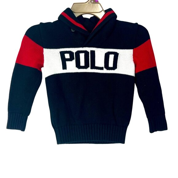 Polo Ralph Lauren Interlock Boys 4 Sweater Logo Cotton Ribbed Preppy Old Money - Picture 2 of 9